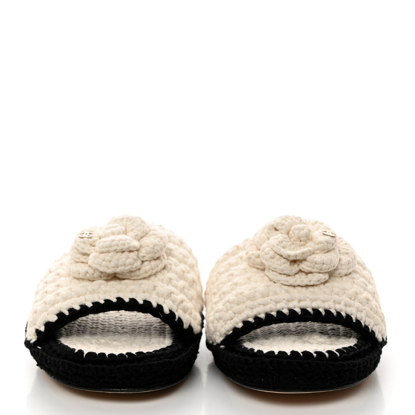Crochet Mules 38 Ivory Black