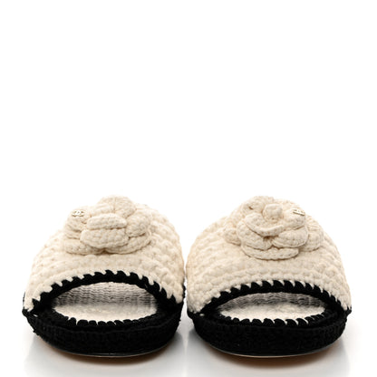 Chanel Crochet Mules 38 Ivory Black 2 of 9