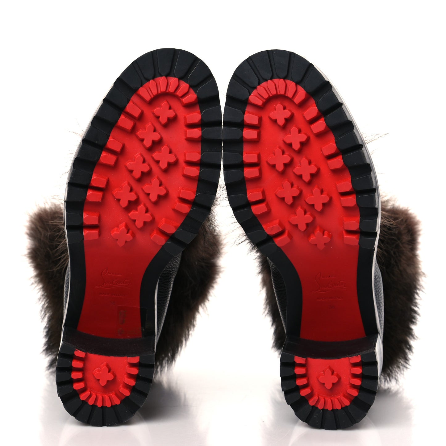 Grained Calfskin Raton Laveu Racoon Fur Fanny 70 Ankle Boots 38 Black