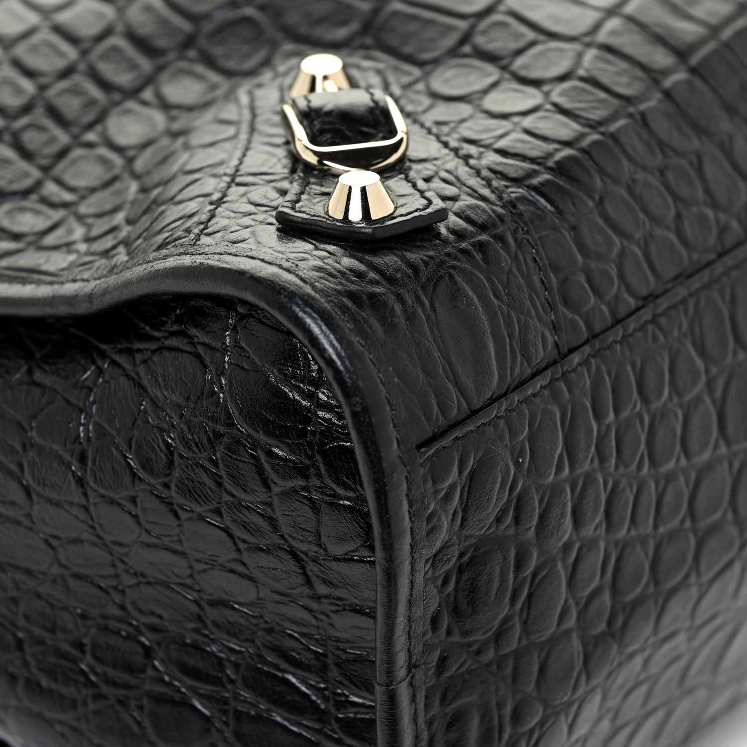 Balenciaga Calfskin Crocodile Embossed Classic Hardware City Black 22 of 24