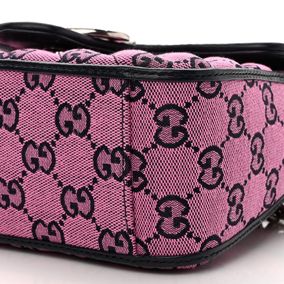Gucci Monogram Multicolor Matelasse Diagonal Mini GG Marmont Top Handle Shoulder Bag Pink Blue 10 of 10