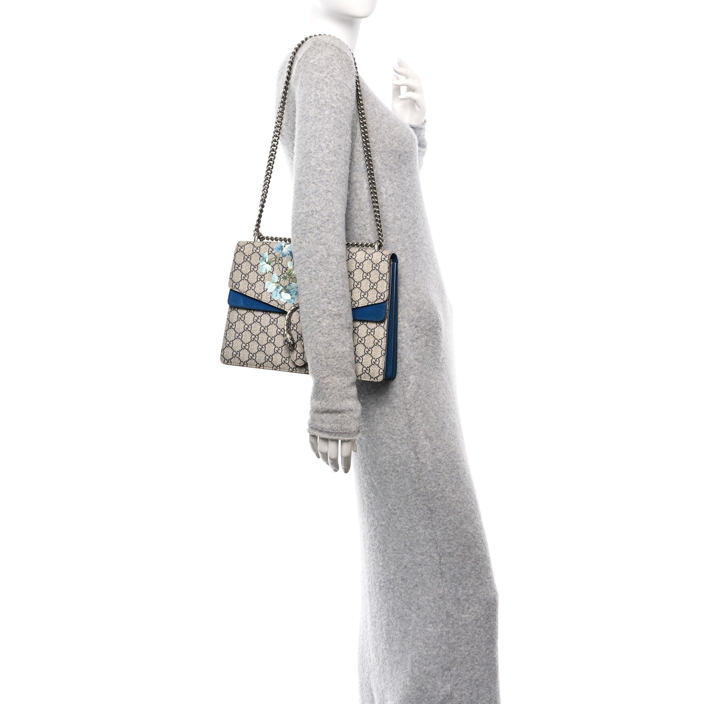 GG Supreme Monogram Blooms Medium Dionysus Shoulder Bag Beige Navy Vintage Blue