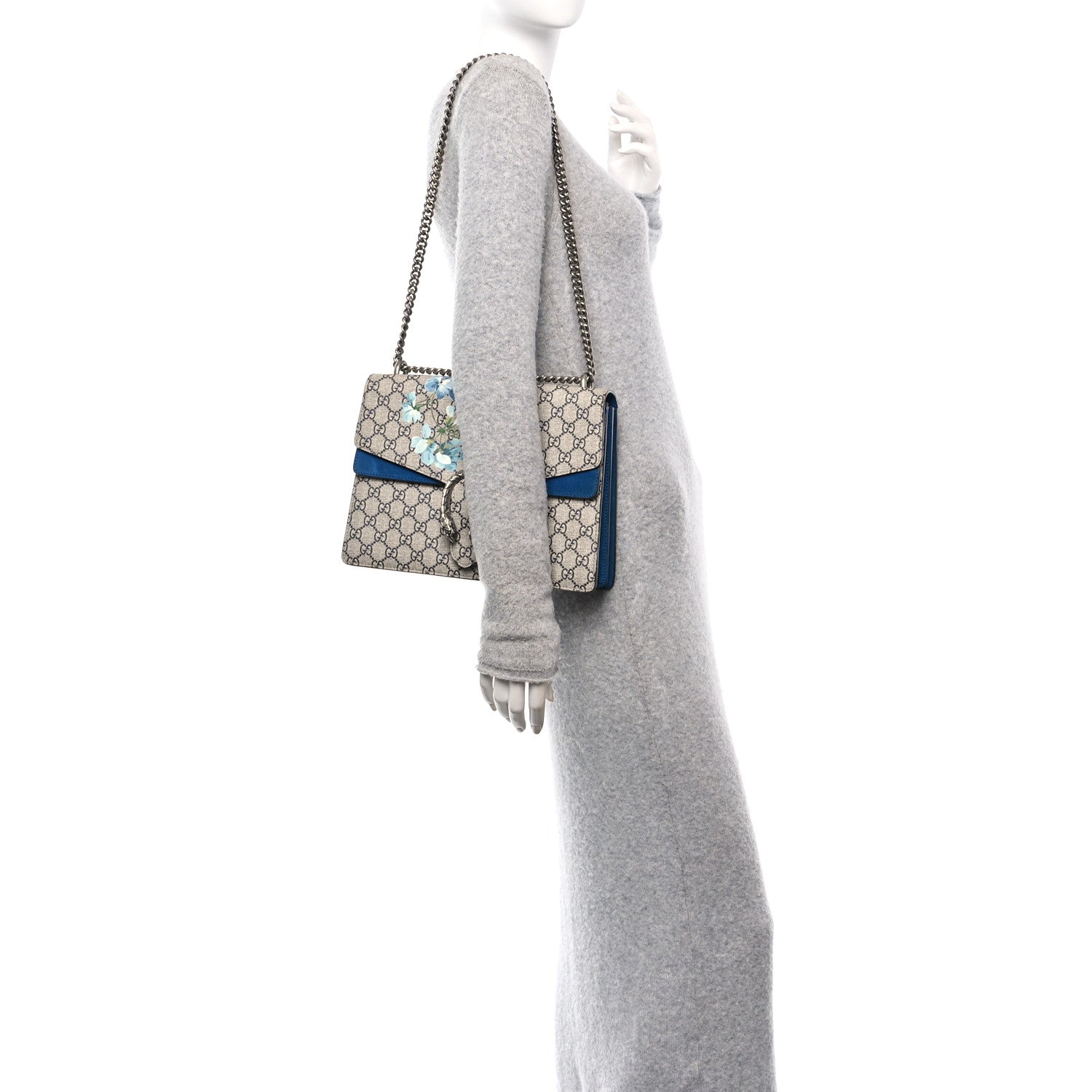 Gucci GG Supreme Monogram Blooms Medium Dionysus Shoulder Bag Beige Navy Vintage Blue 2 of 10