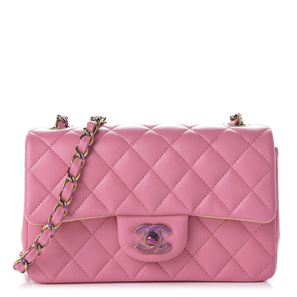 Chanel Lambskin Quilted Mini Rectangular Flap Pink Yellow 1 of 10