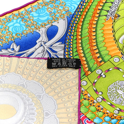 Hermes Silk Parures de Samouraïs Scarf 90 Rose Indien Vert Turquoise 2 of 3