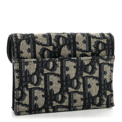 Christian Dior Oblique Saddle Card Holder Blue 3 of 10