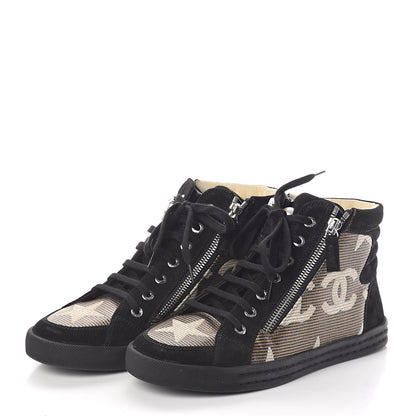 Chanel Canvas Suede CC Star Zipped High Top Sneakers 37 Black 3 of 8