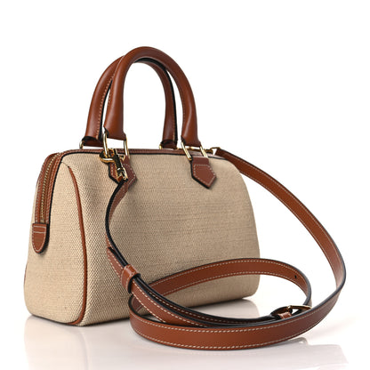 Celine Triomphe Textile Calfskin Small Boston Bag Natural Tan 3 of 9