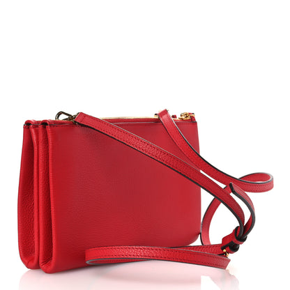 MCM Grained Calfskin Milla Double Crossbody Bag Ruby Red 3 of 12