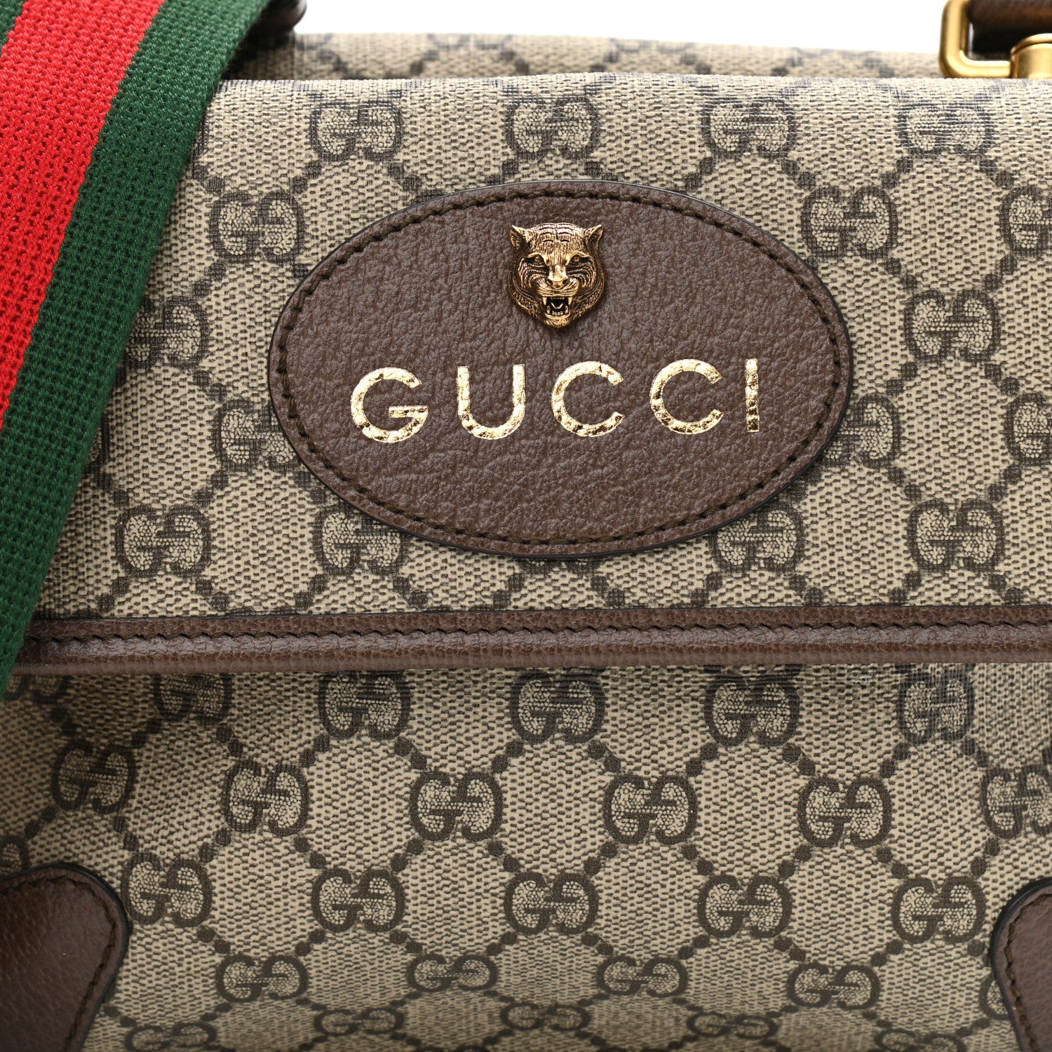 Gucci GG Supreme Monogram Web Small Neo Vintage Double Flap Messenger Bag Beige New Acero 10 of 11