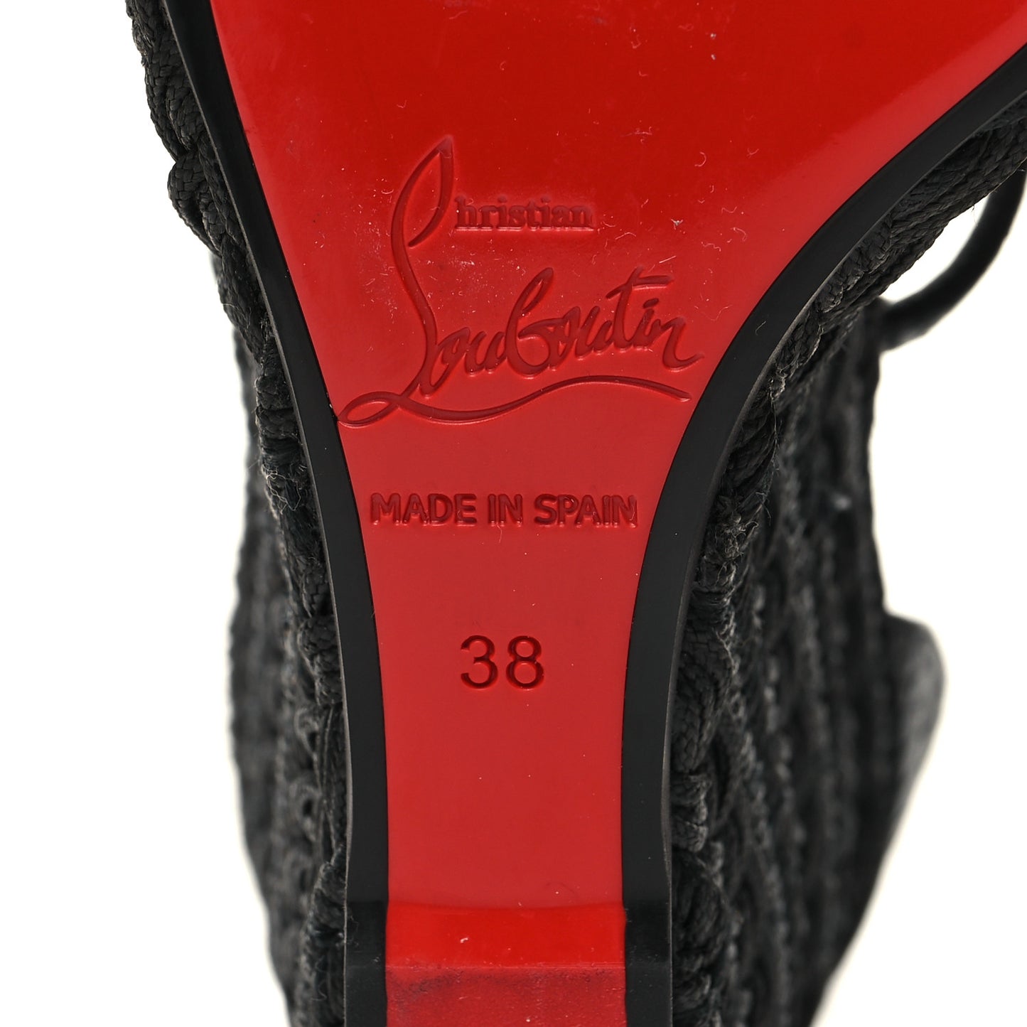 Cotton Braided Calfskin Bodrum 110 Wedge Sandals 38 Black