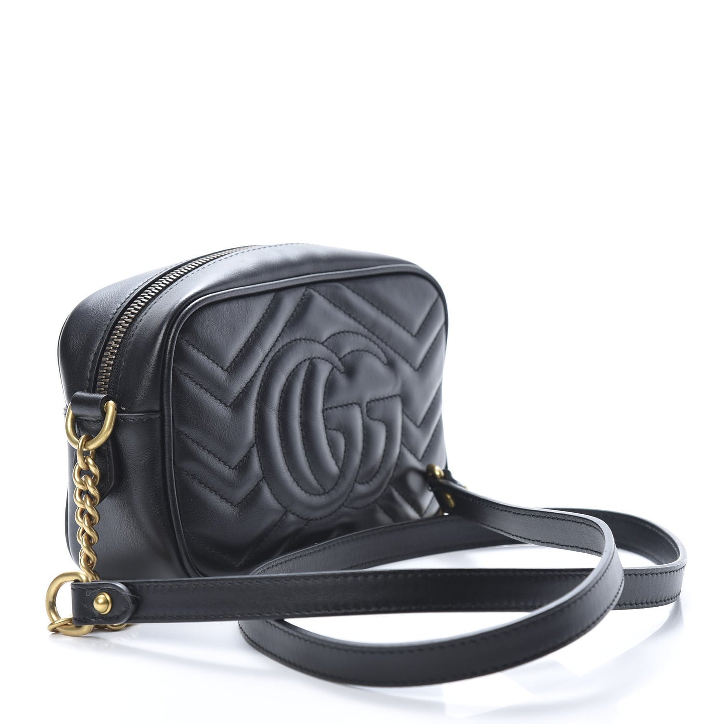 Calfskin Matelasse Mini GG Marmont Chain Shoulder Bag Black