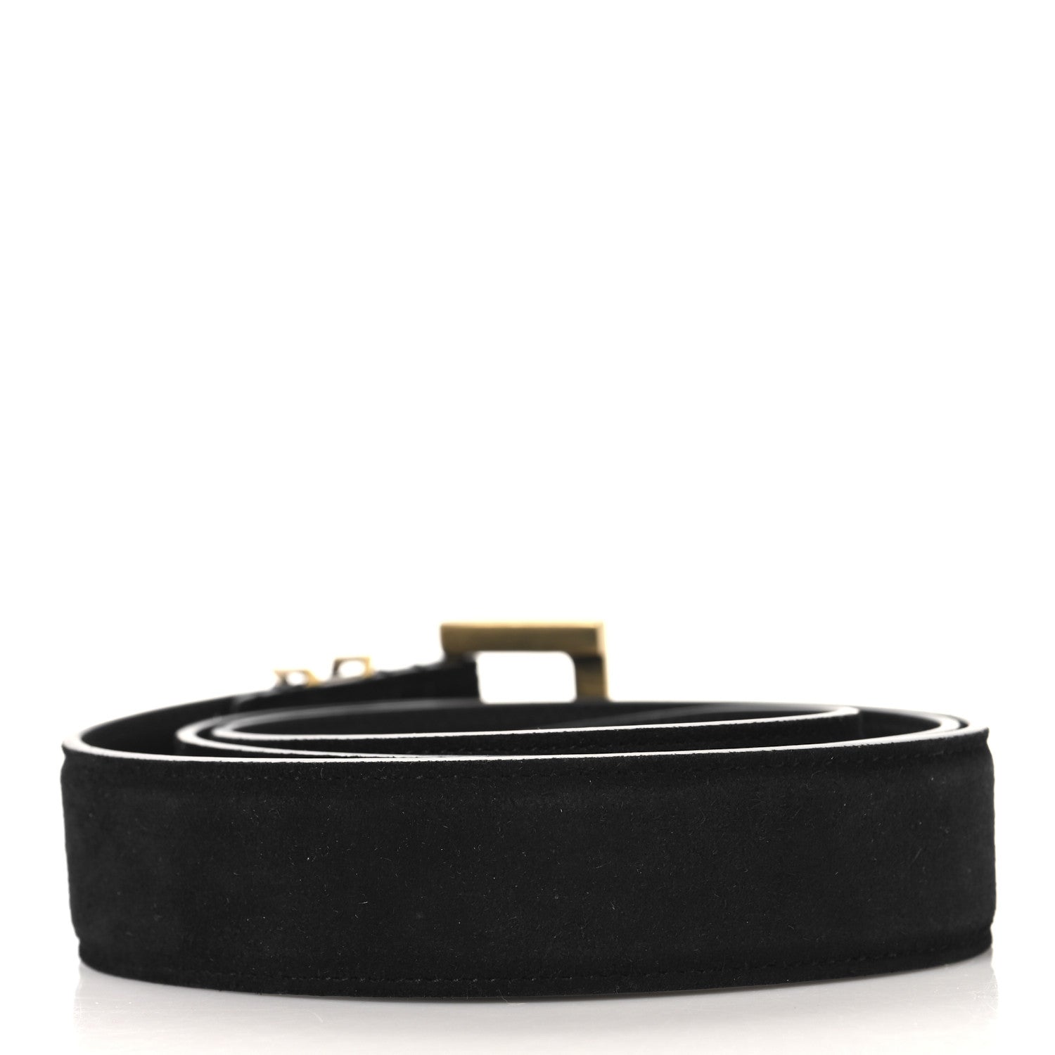 Saint Laurent Suede Monogram Square Buckle Belt 80 32 Black 2 of 6