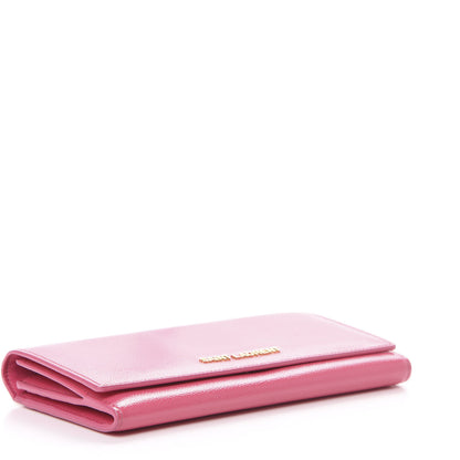 Saint Laurent Patent Grain de Poudre Classic Large Letters Flap Wallet Bubblegum 3 of 10