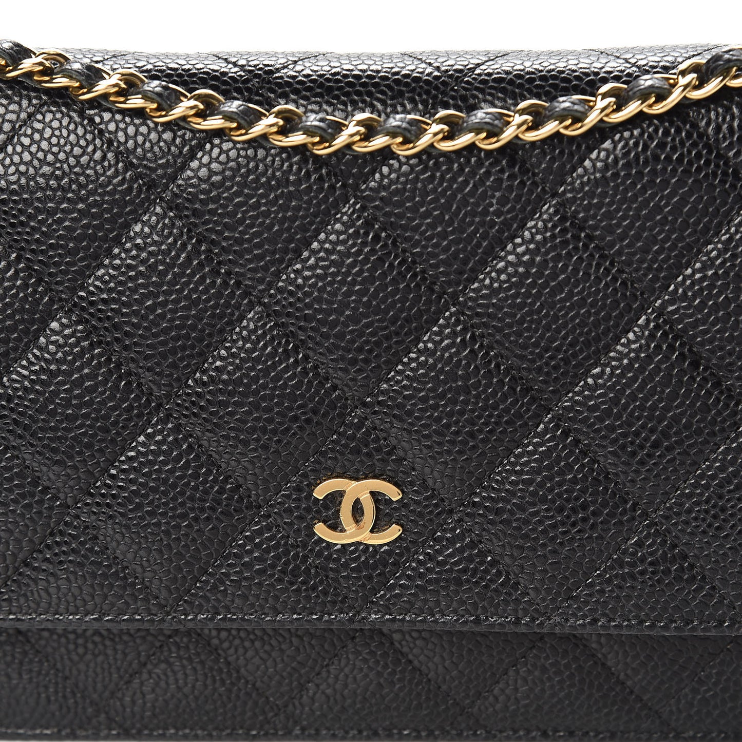 Caviar Quilted Wallet On Chain WOC Black
