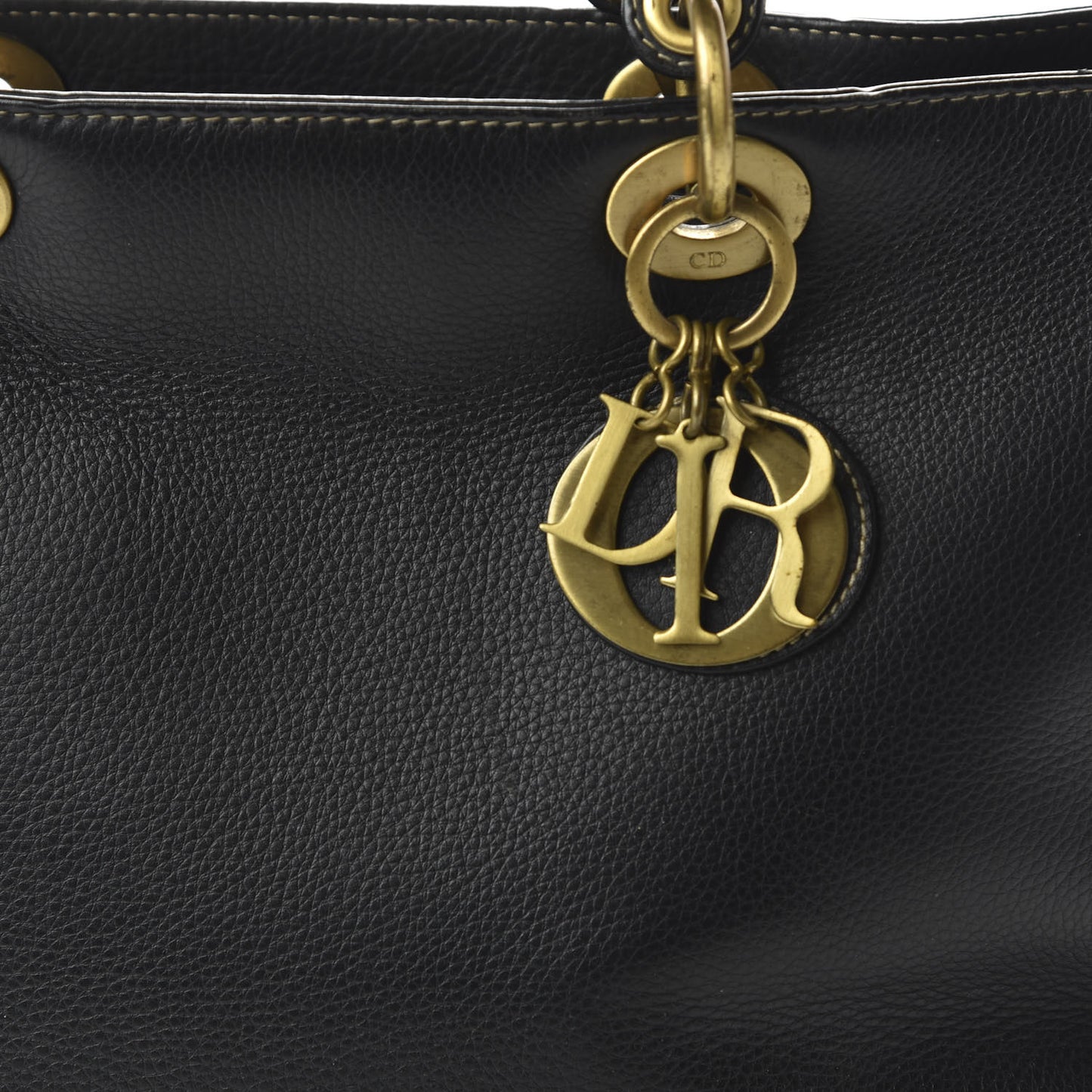 Grained Calfskin Large Lady Dior Black