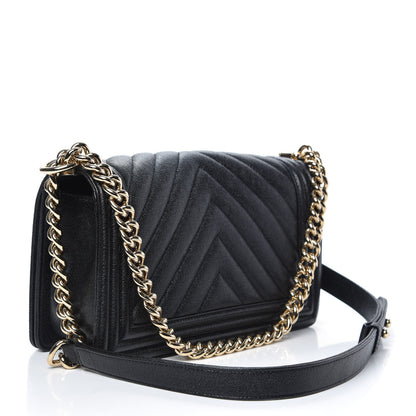 Chanel Caviar Chevron Quilted Medium Boy Flap Black 3 of 10