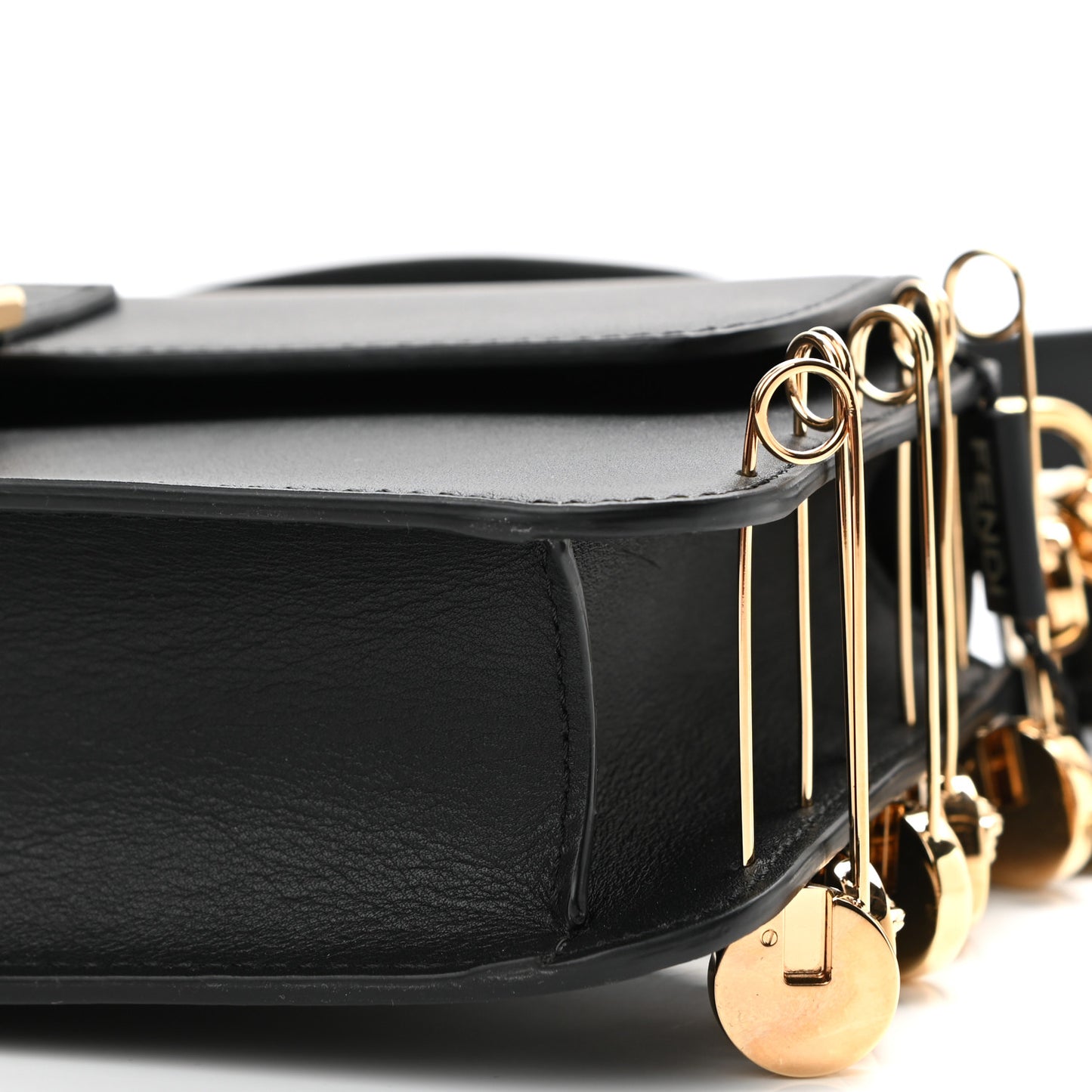 X VERSACE Vitello Seta Fendace Brooch Baguette Black