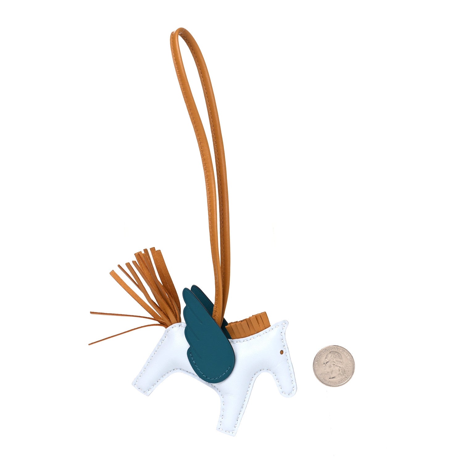 Hermes Milo Lambskin Grigri Rodeo Pegase Horse Bag Charm PM Bleu Brume Sesame Vert Bosphore 2 of 5