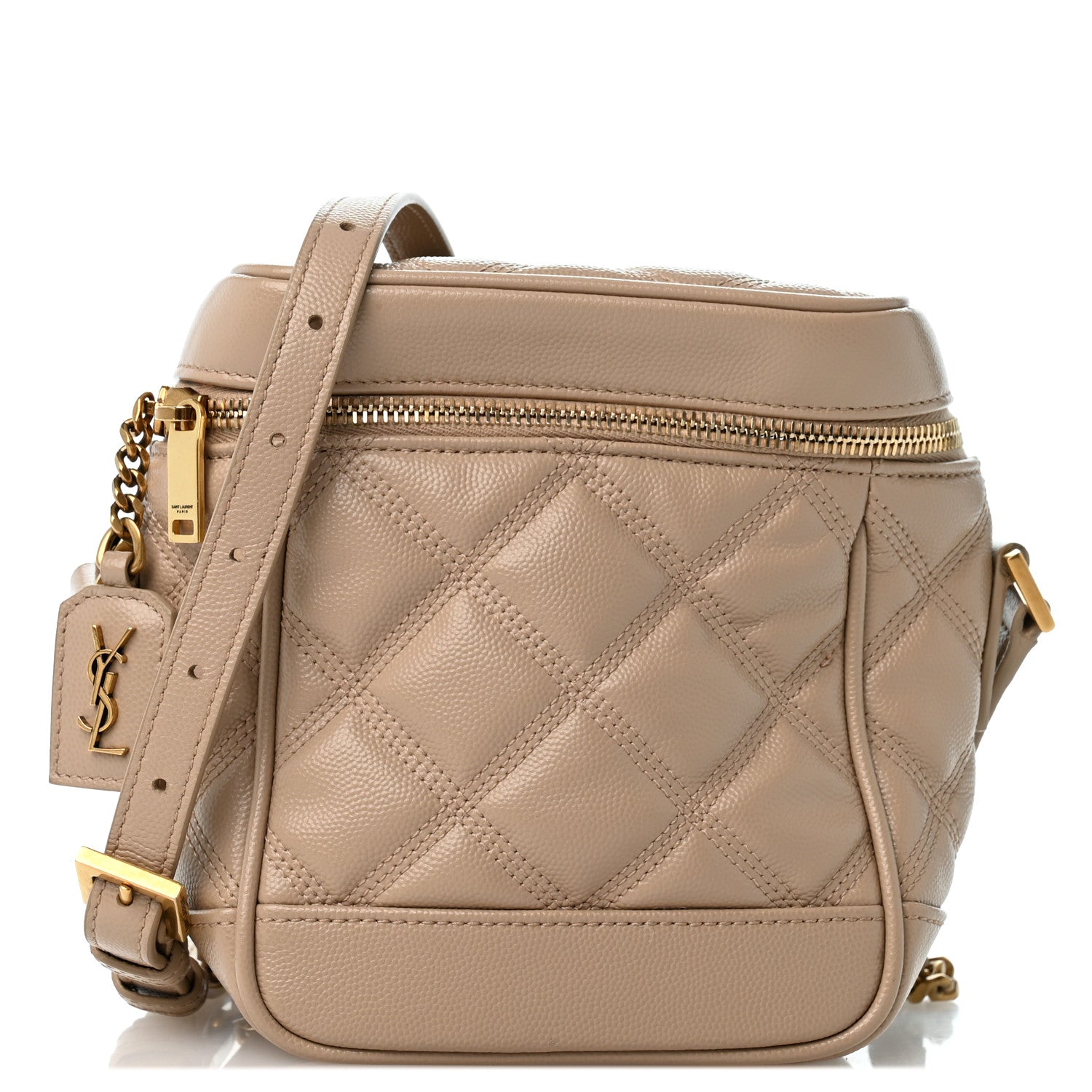 Saint Laurent Grain de Poudre Quilted 80's Vanity Bag Dark Beige 1 of 13