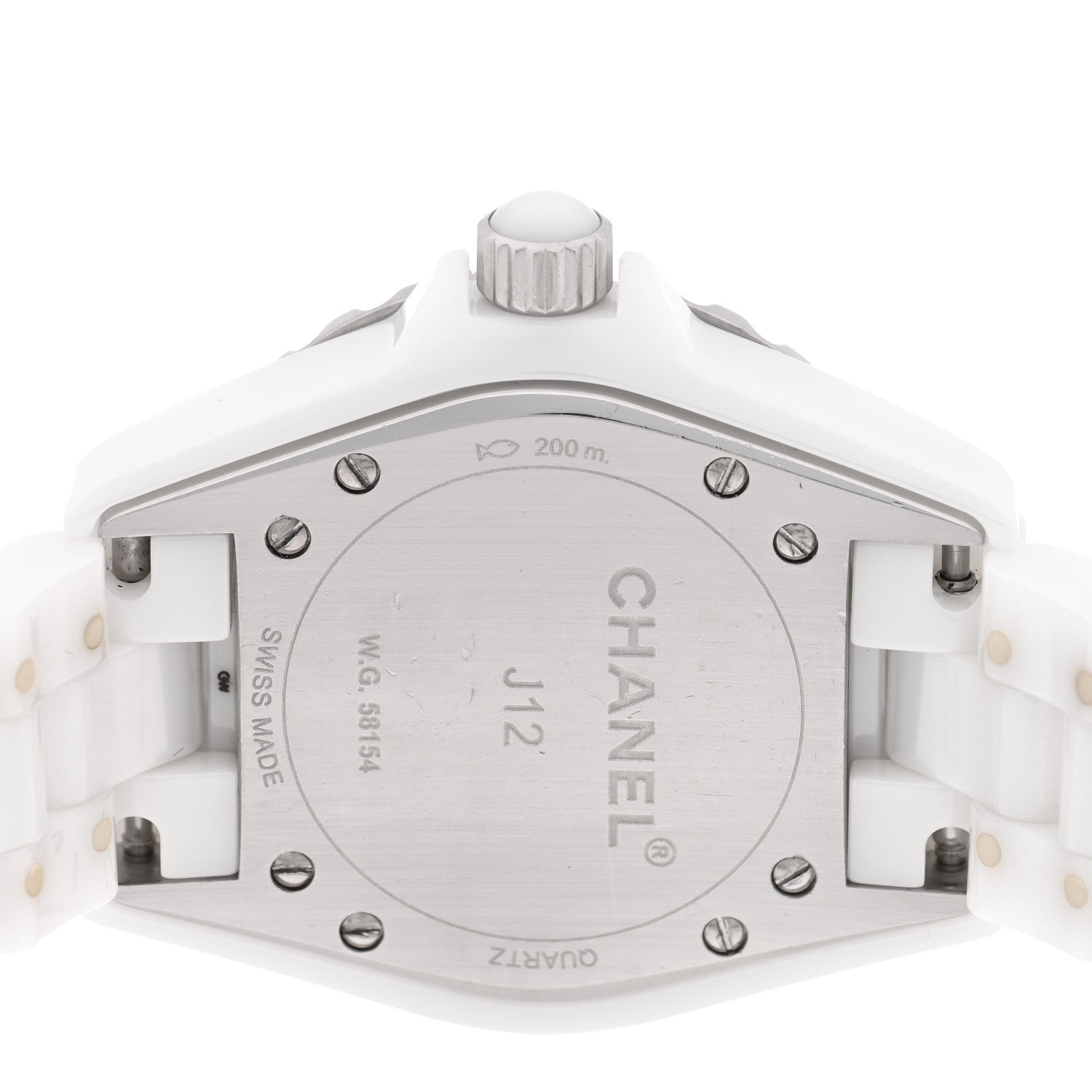 Chanel Stainless Steel Ceramic Diamond Pave Bezel 33mm J12 Quartz Watch White 4 of 4