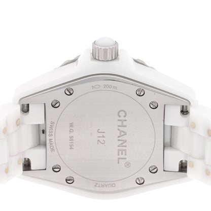 Chanel Stainless Steel Ceramic Diamond Pave Bezel 33mm J12 Quartz Watch White 4 of 4