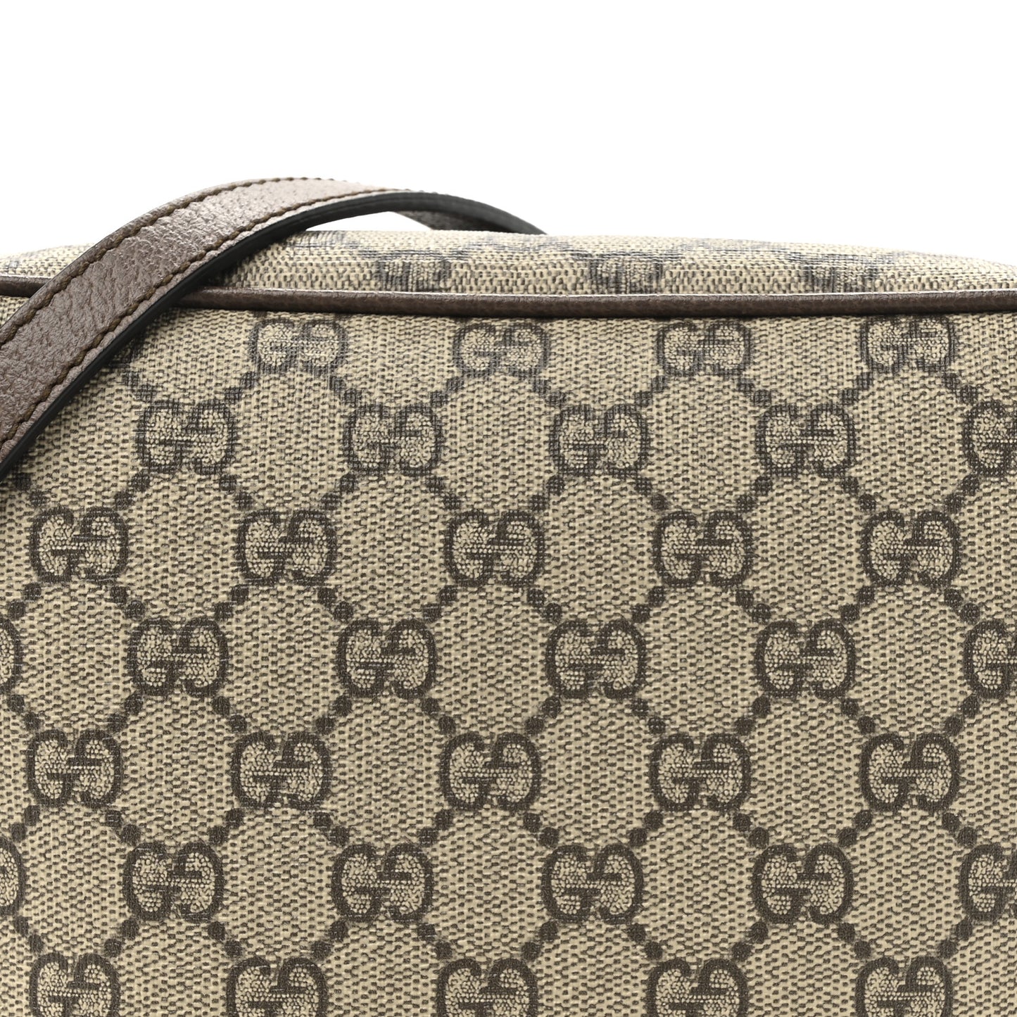 GG Supreme Monogram Textured Calfskin Square Messenger Bag Beige Ebony New Acero