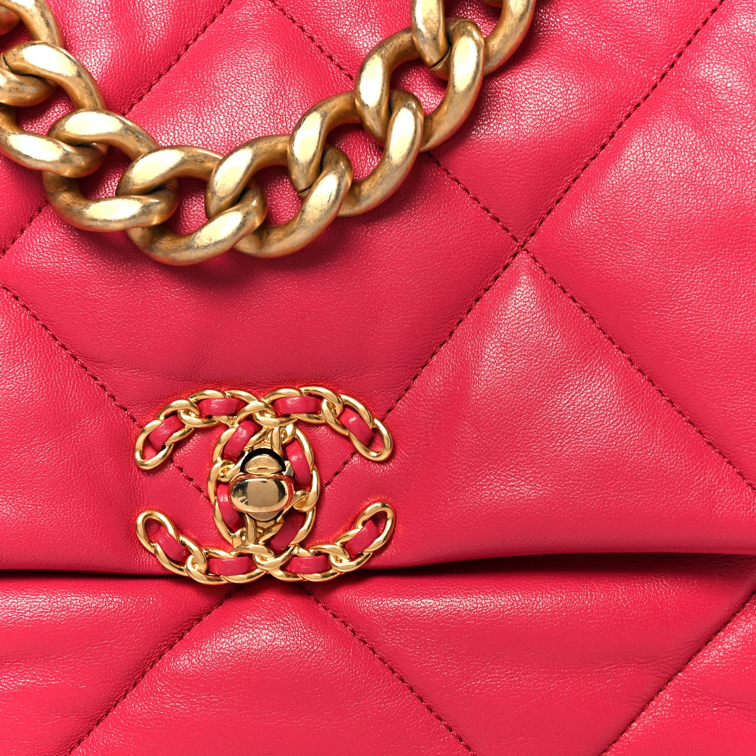 Chanel Goatskin Quilted Large Chanel 19 Flap Dark Pink 8 of 11