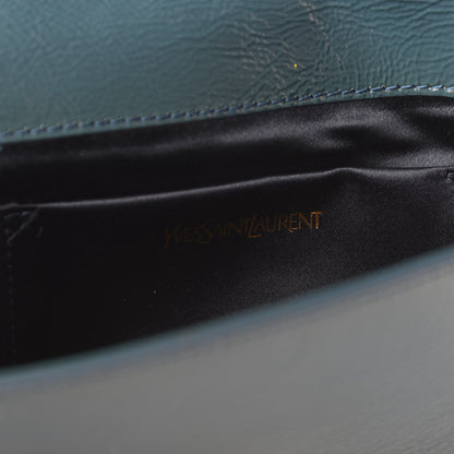 Saint Laurent Textured Patent Monogram Small Belle De Jour Clutch Turquoise 8 of 9