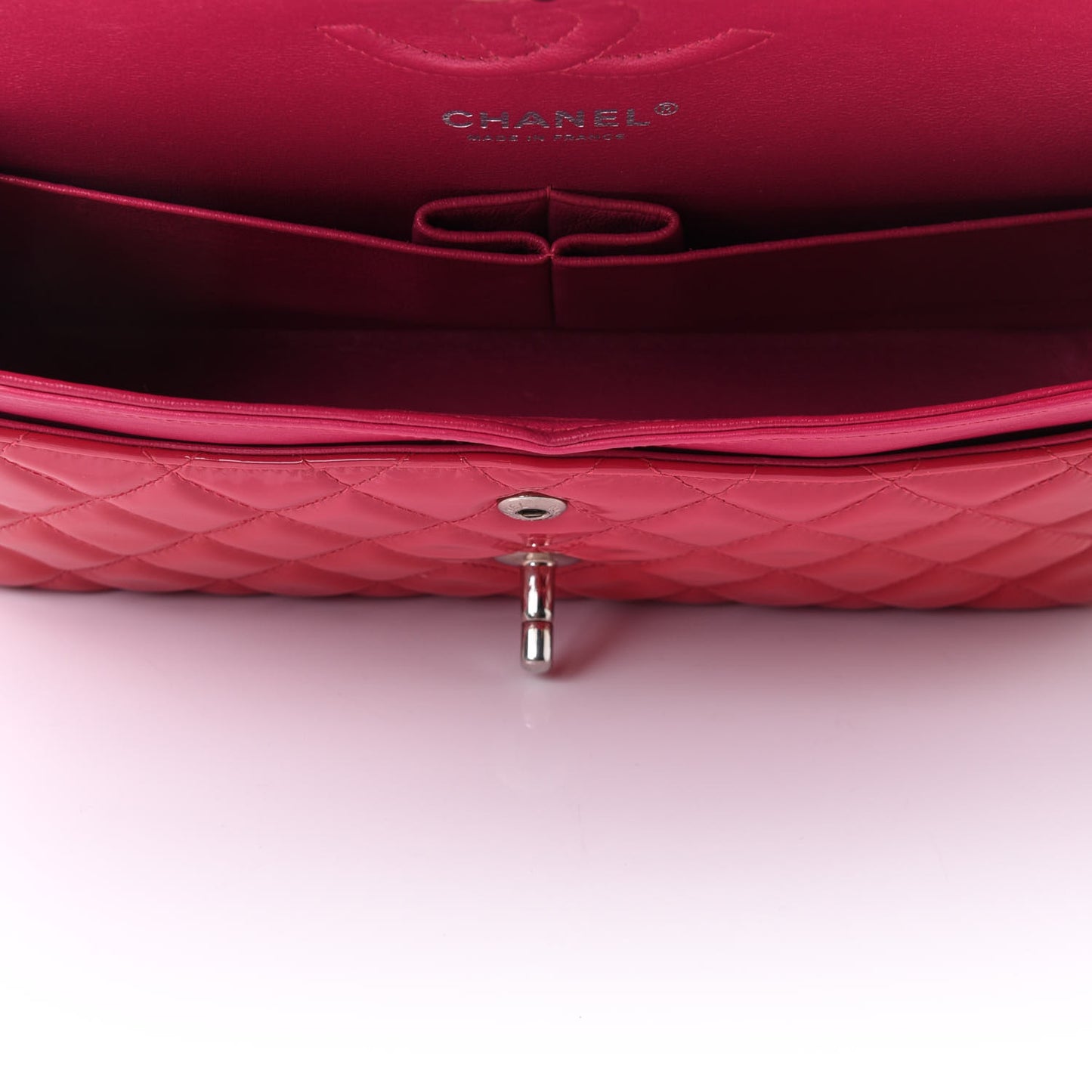 Patent Quilted Medium Double Flap Pink