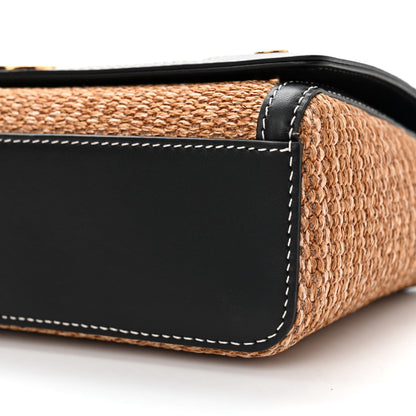 Burberry Raffia Calfskin TB Small Note Crossbody Bag Natural Black 6 of 11