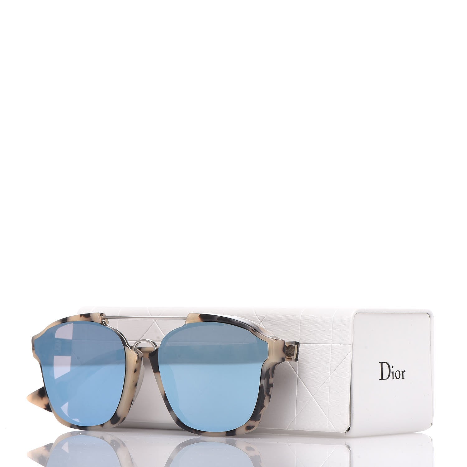 Christian Dior Abstract Square Mirrored Sunglasses Spotted Havana Blue 8 of 8