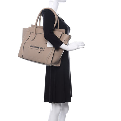 Celine Drummed Calfskin Shoulder Luggage Dune 2 of 10