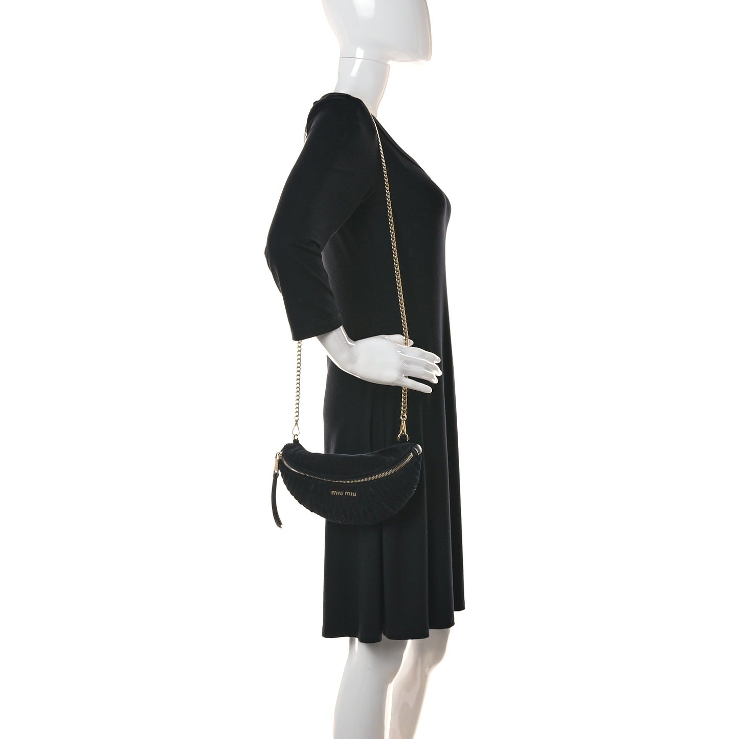 Velvet Matelasse Belt Bag Black