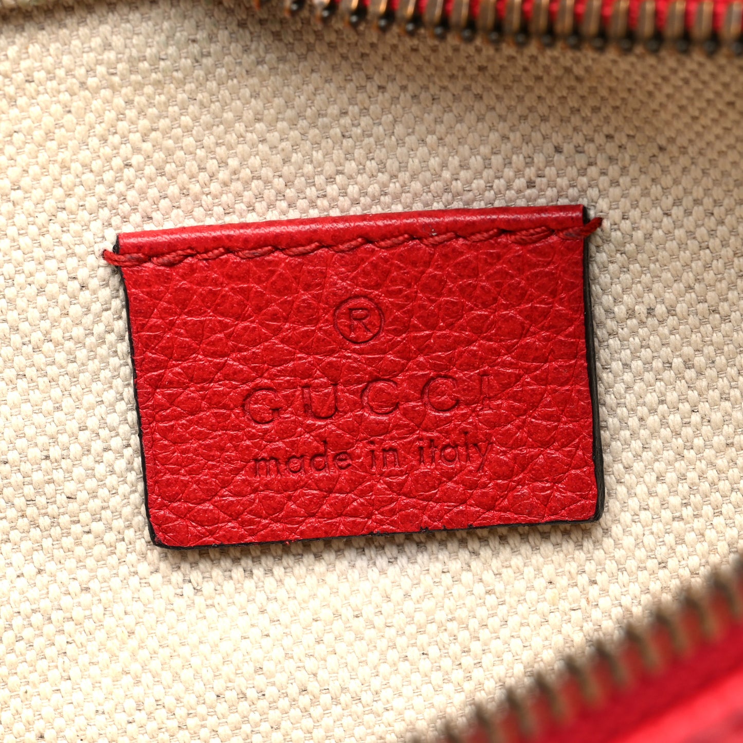 Grained Calfskin Small Logo Belt Bag Hibiscus Red