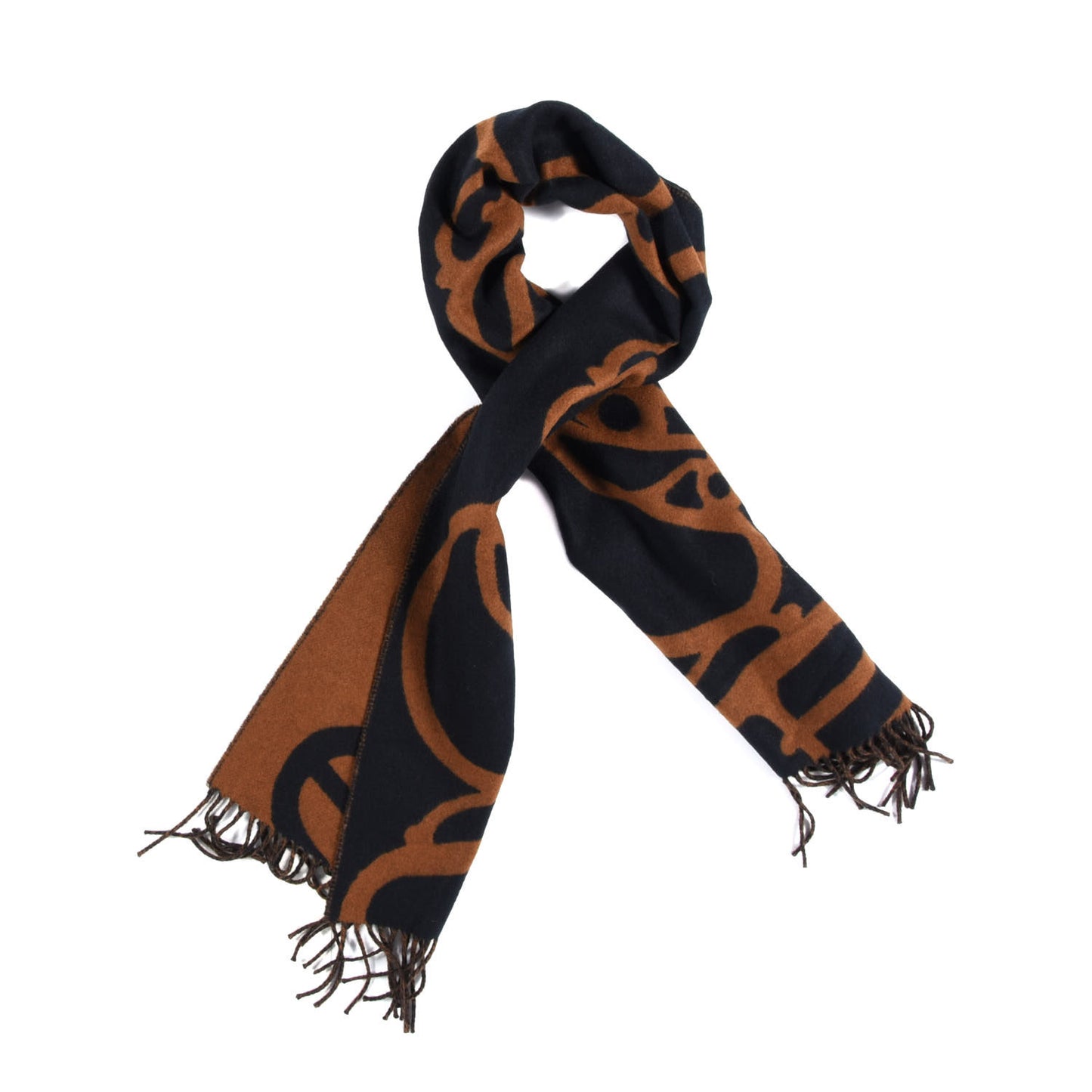Cashmere Boucles et Camails Muffler Marine Caramel