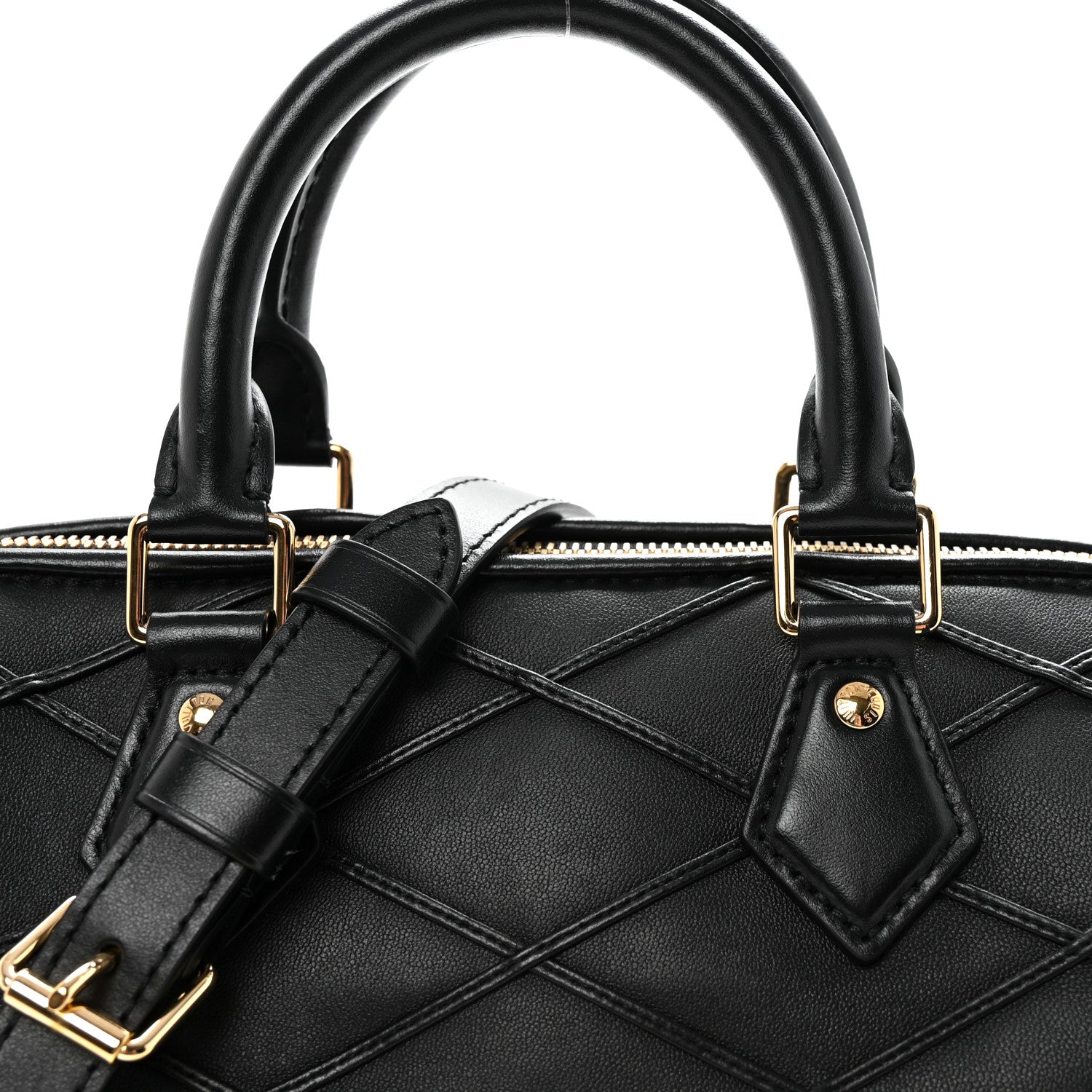 Louis Vuitton Lambskin Malletage Speedy Bandouliere 25 Black 7 of 9