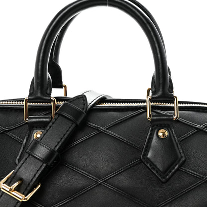 Louis Vuitton Lambskin Malletage Speedy Bandouliere 25 Black 7 of 9