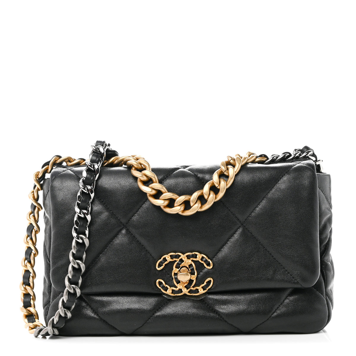 Chanel Lambskin Quilted Medium Chanel 19 Flap Black 1 of 10