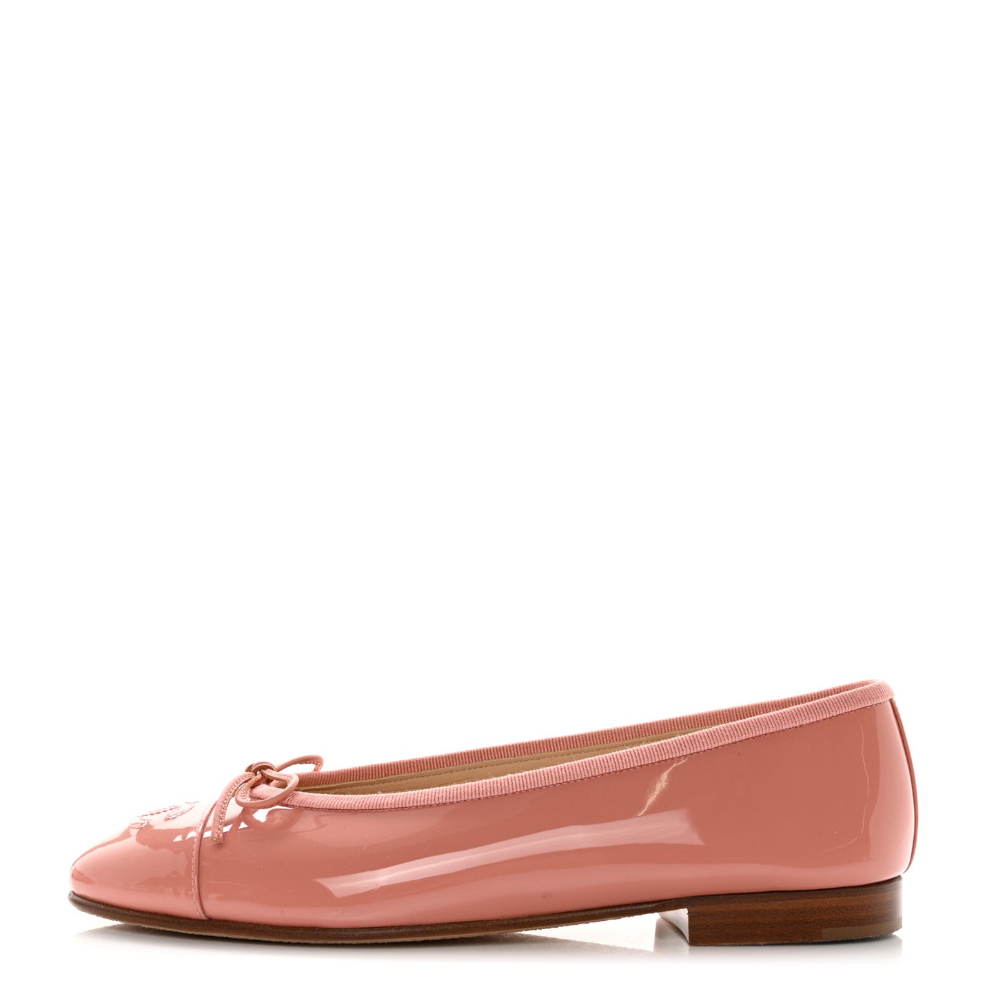 Patent Calfskin CC Cap Toe Ballerina Flats 36.5 Pink