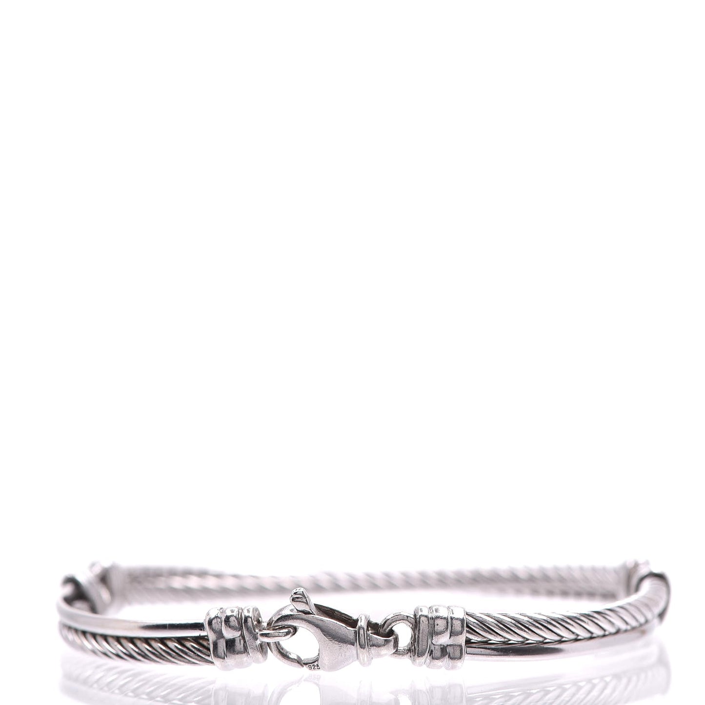 Sterling Silver 14K White Gold Diamond 3mm Crossover Bracelet