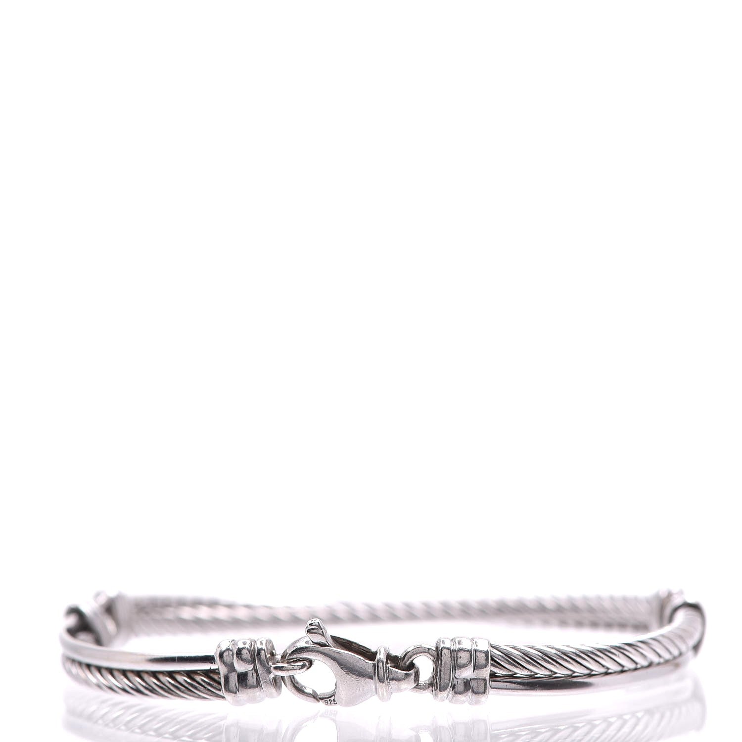 David Yurman Sterling Silver 14K White Gold Diamond 3mm Crossover Bracelet 3 of 6