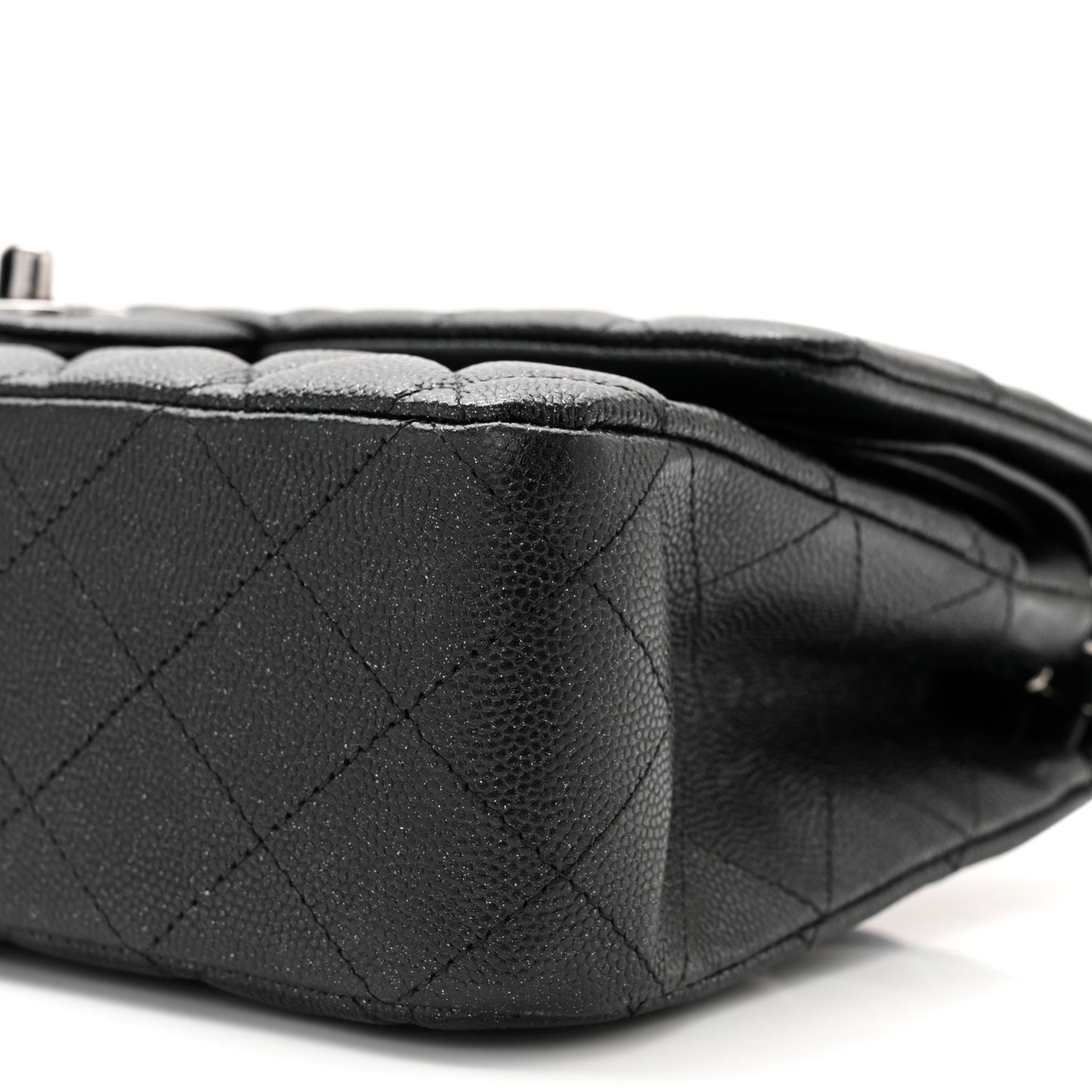 Iridescent Caviar Quilted Medium Double Flap Black