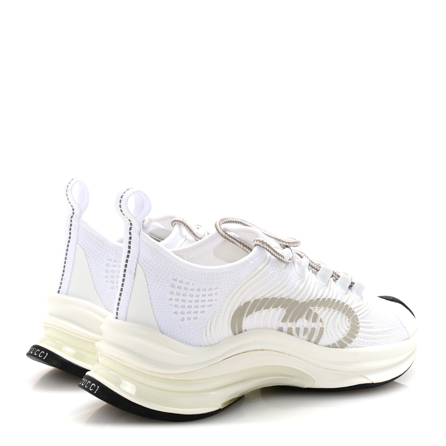 Technical Knit Fabric Waves Womens Gucci Run Sneakers 35.5 Great White Thunder