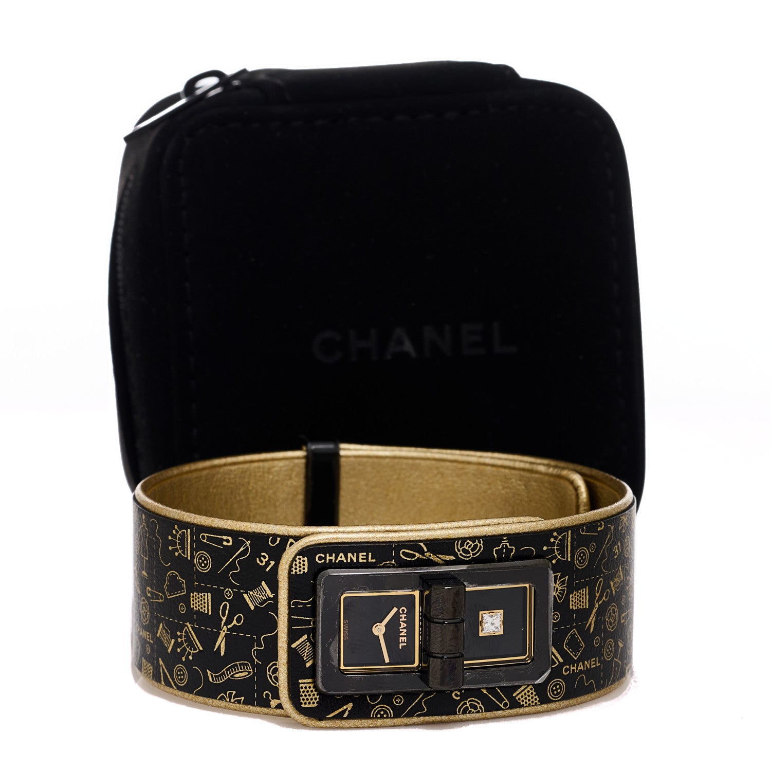 Chanel Stainless Steel Calfskin Diamond 25mm Code Coco Couture