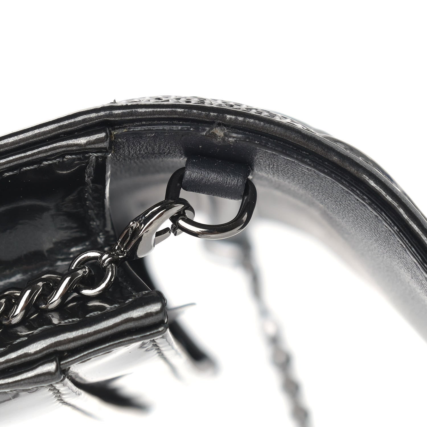 Christian Dior Metallic Patent Micro-Cannage Diorama Wallet on Chain Pouch Onyx Black 8 of 11