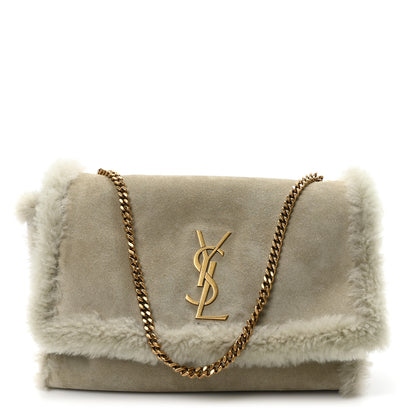 Saint Laurent Shearling Calfskin Medium Reversible Monogram Kate Satchel Grey 1 of 9