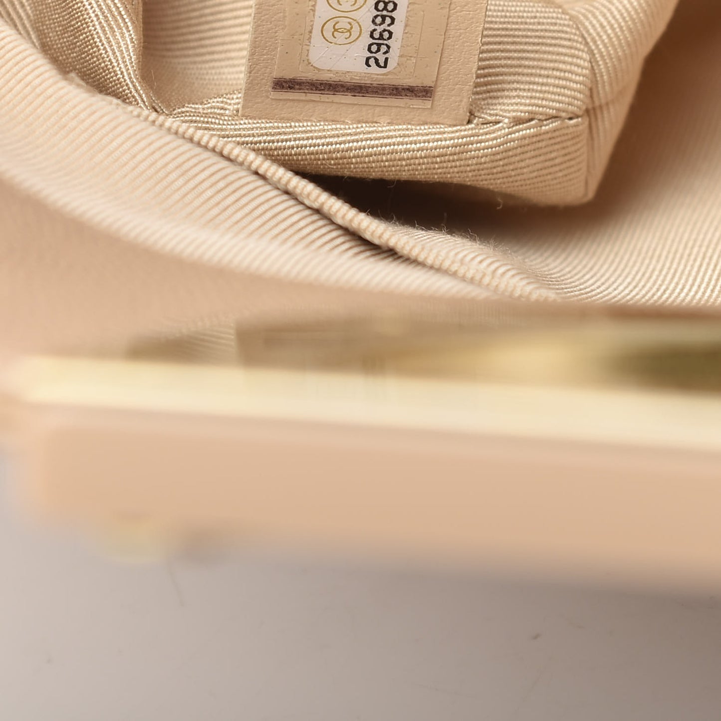 Grained Calfskin Handle Clutch Beige