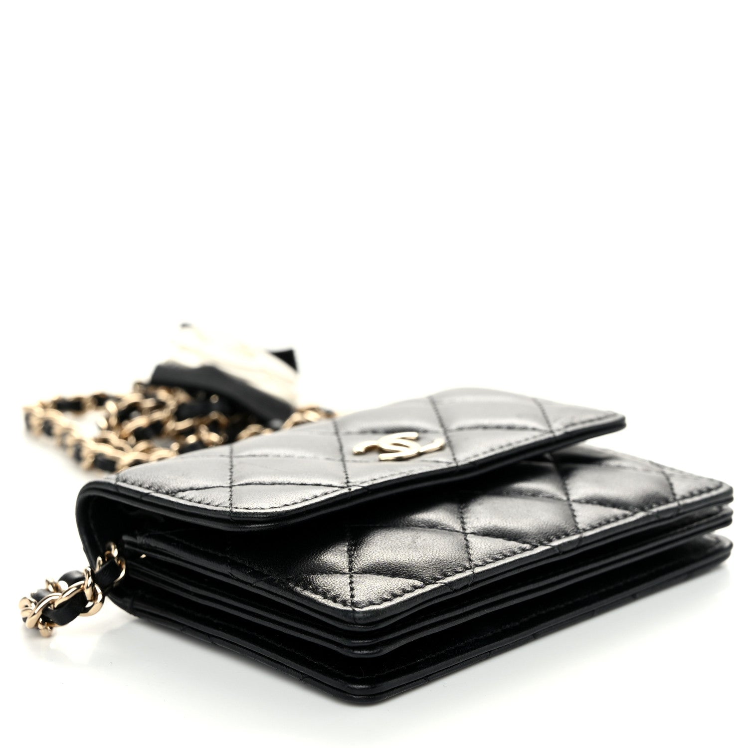 Chanel Lambskin Quilted My Chanel Lady Card Holder On Chain Black 4 of 11