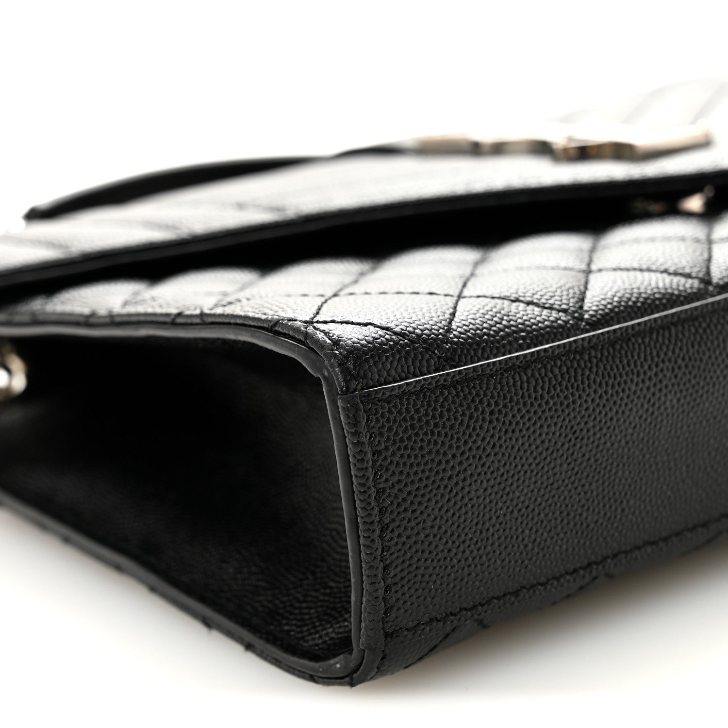 Saint Laurent Grain De Poudre Textured Mixed Matelasse Triquilt Medium Monogram Satchel Black 8 of 10